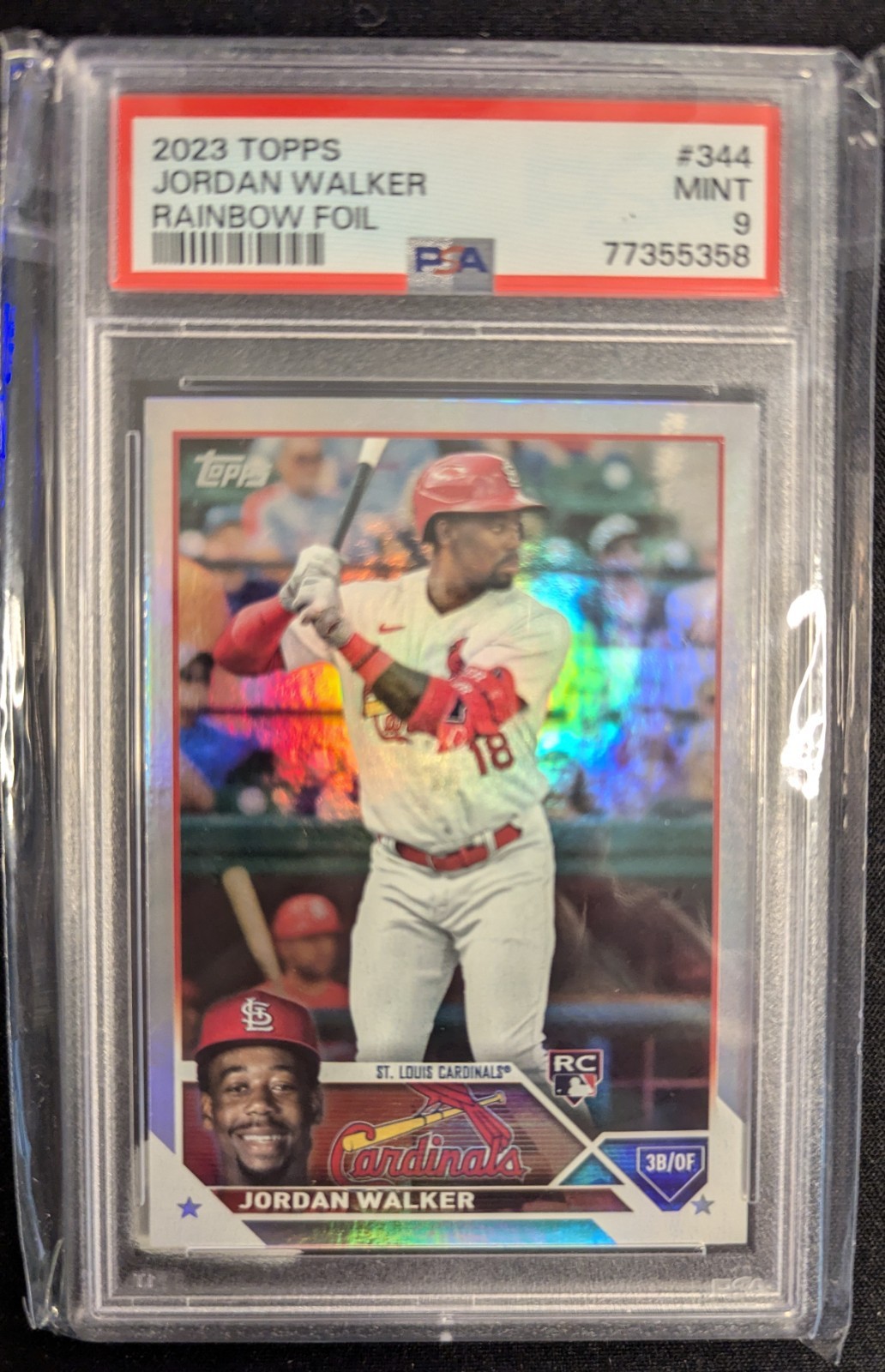 2023 Topps Jordan Walker Rainbow Foil #344 PSA 9 St Louis Cardinals RC Rookie