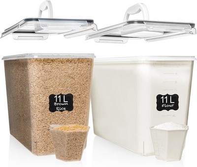 2 PC (11L | 372 oz) Flour Sugar Storage Containers with Easy Carry Handle -