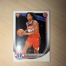 Topps 2025-26 Bowman Tre Johnson III Washington Wizards #6 Rookie Base Card. rookie card picture