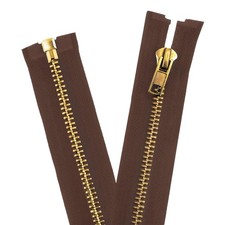 30 Inch Metal Heavy Duty Zippers - 10 Brown Tape Antique Brass Metal Separat...