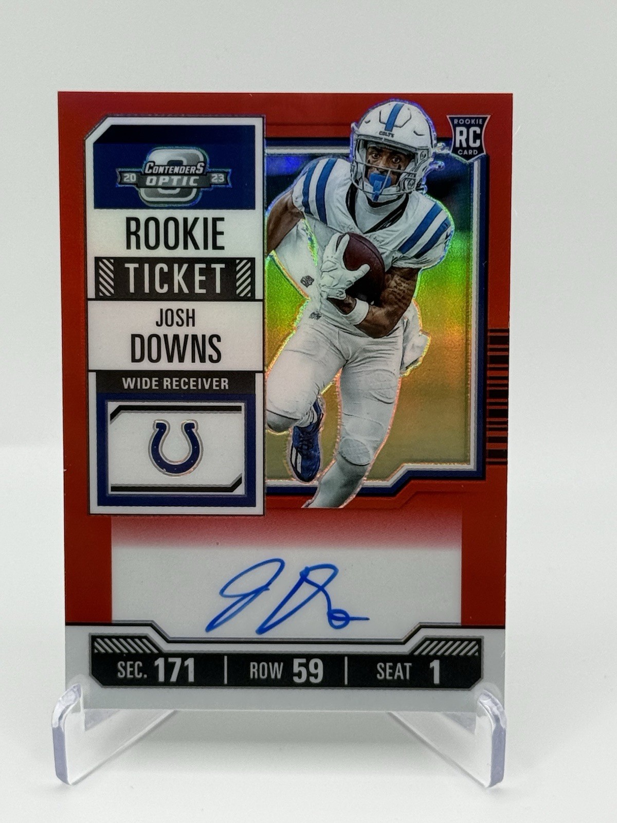 2023 Panini Contenders Optic RPS Autographs Josh Downs #121 Red Prizm /125