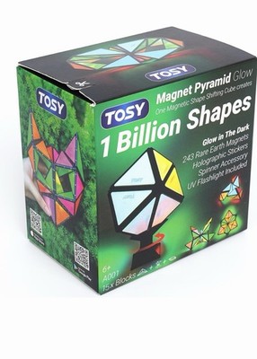 TOSY Magnet Pyramid Glow - 1 Cube Transforms into 1 Billion Shapes, 15 pcs (12 P