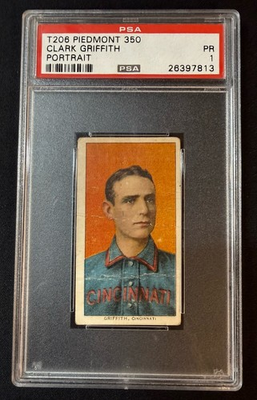 #ad 1910 T206 Clark Griffith Portrait Piedmont 350 Back PSA 1 $180.00