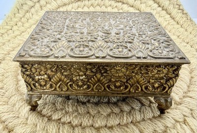 Vintage Solid Brass French Trinket Jewelry Box Vanity Decor Ornate
