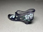 Vintage Fenton Lavender Glass Shoe Hand Painted Signed