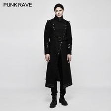 PUNK RAVE Mens Jacket Gothic Coats Wool Black Steampunk Military Rock Motorcycle