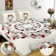 Cotton Double Flat 144 TC Jaipuri Prints 1 Bedsheet with 2 Pillow Covers