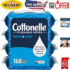 Septic-Safe Fresh Care Flushable Wipes - 168 Gentle Wipes for Sensitive Skin