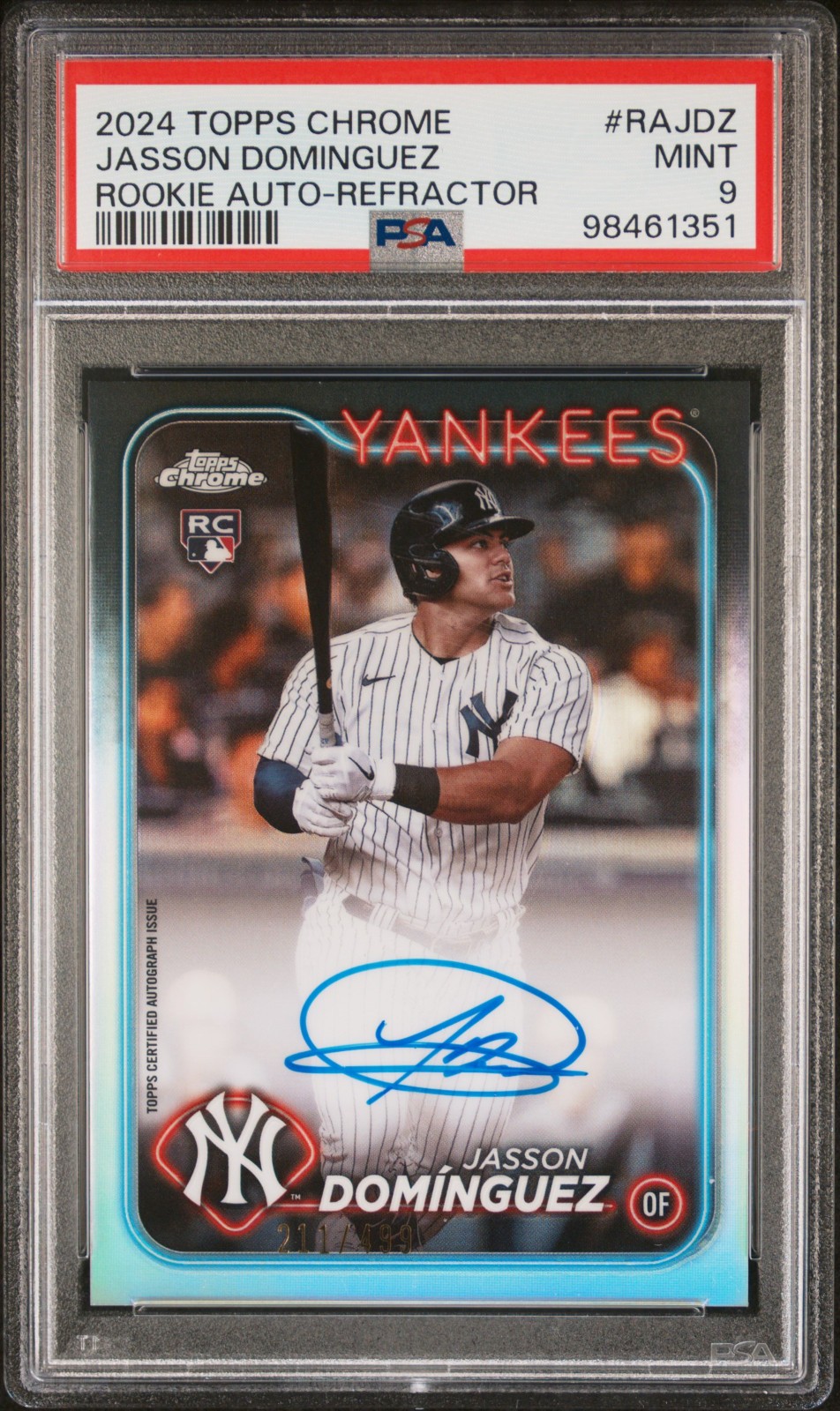 2024 Topps Chrome Refractor Jasson Dominguez RC Auto /499 Yankees PSA 9 #RAJDZ