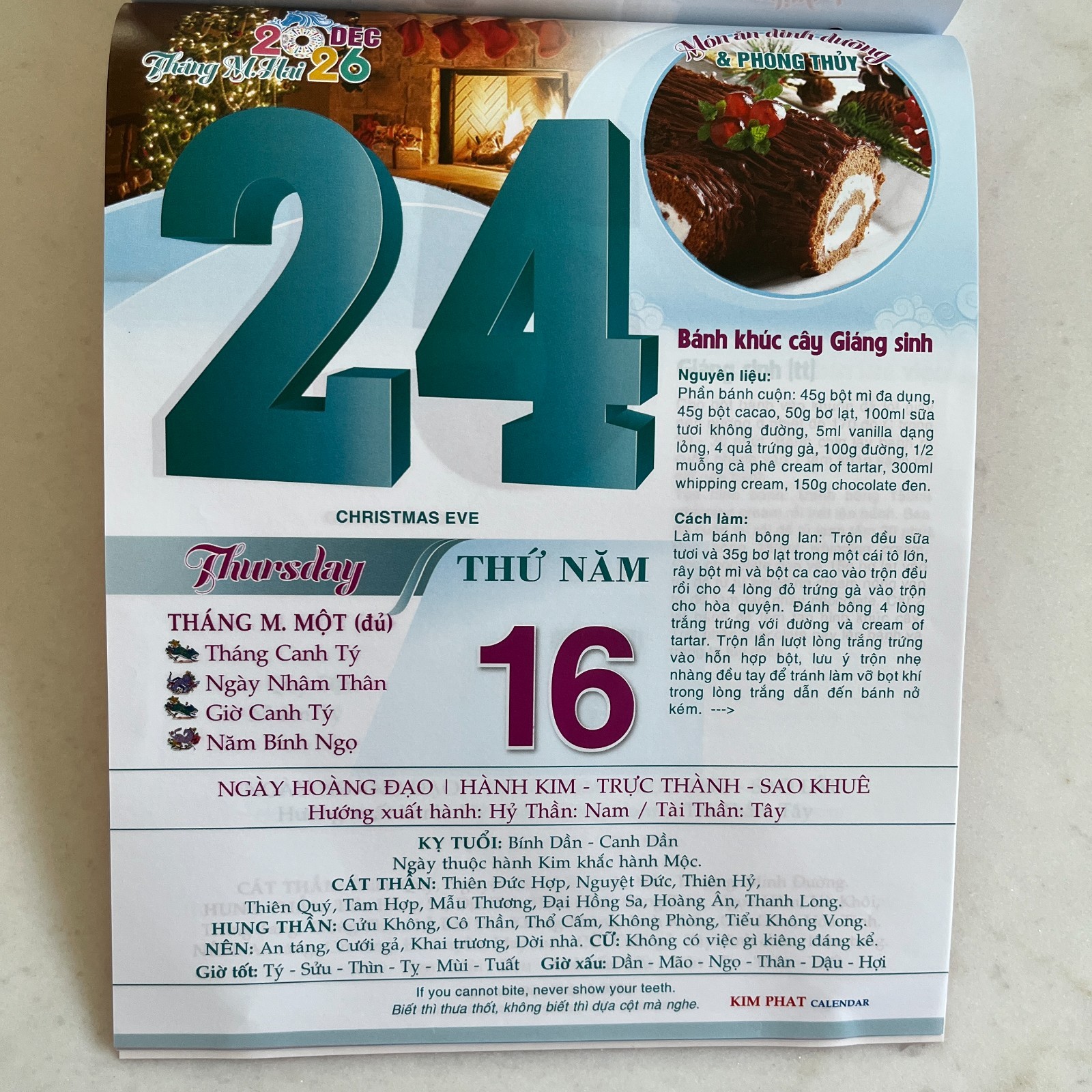 2026 Asian Vietnamese Chinese New Year Wall-Mounted Calendar/ Lich Binh Ngo 2026