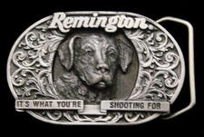OH04163 *NOS* VINTAGE 1993 ***REMINGTON FIREARMS*** BIRD DOG PEWTER GUN BUCKLE
