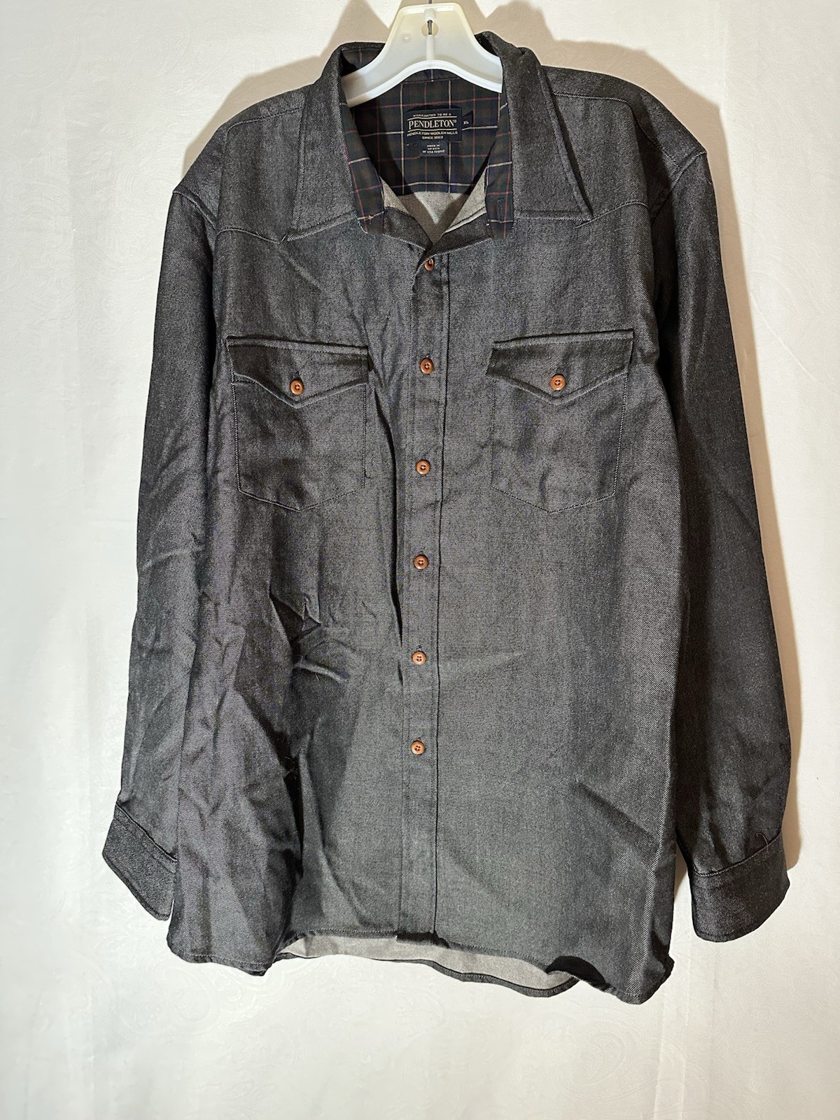 Pendleton Men’s Thomas Kay Gray Wool Western Shirt Size XL