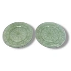 Vintage Anchor Hocking Uranium Glass Cameo Ballerina Dinner Plates UV Lot of 2