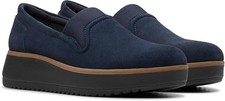 Clarks Collection Women's Size 7 Zylah Sky Loafer, Navy Suede, 26180119