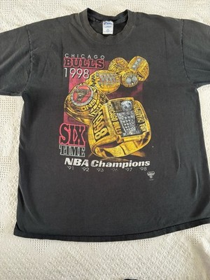 Vintage 90s Chicago Bulls Championship Rings Pro Player Black Tshirt Men s XXL