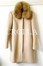CROLLA Long Coat with Removable Blue Fox Fur, Size M, Pre-Owned