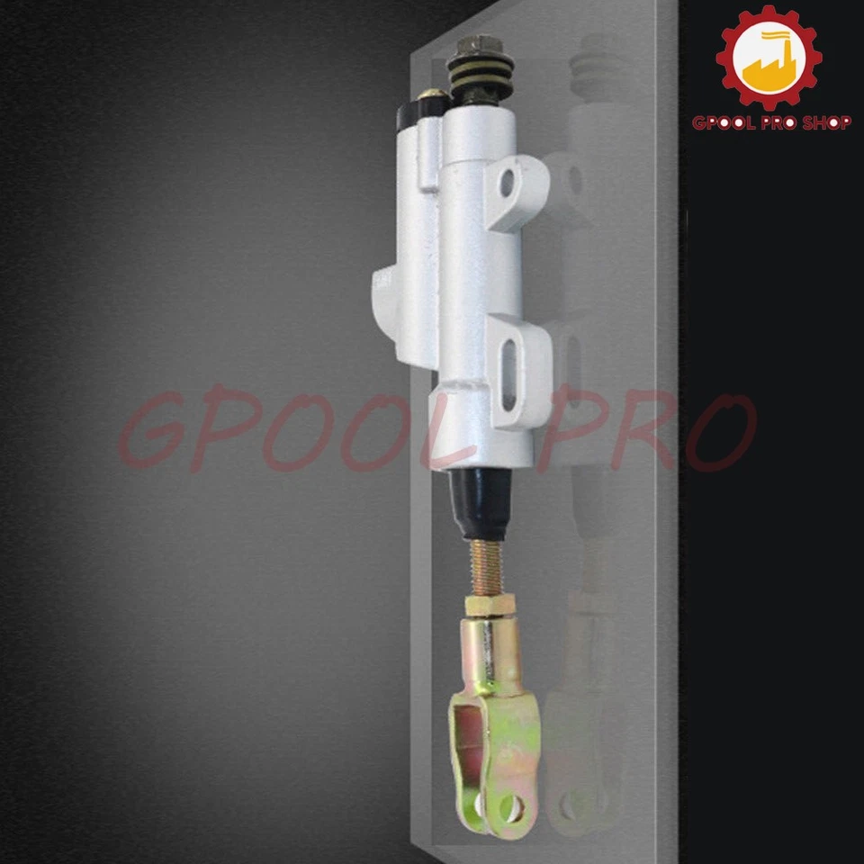 Bomba de freno de cilindro maestro hidráulico pie trasero de metal plateado para motocicleta ATV Foto 3 de 4