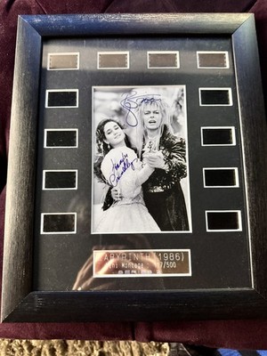 Labyrinth Film Cells & Printed Autographs of David Bowie & jennifer connelly 