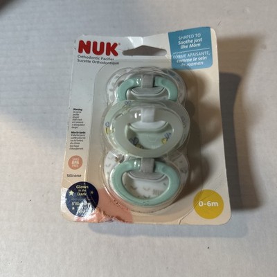 NEW NIP NUK 0-6 mos Orthodontic Pacifier Value Pack 3 Ct Blue Glows in Dark