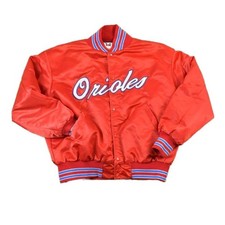 Vintage 1980s BK JB Baltimore Orioles Satin Snap Button MLB Baseball Jacket Men'