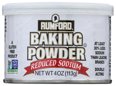 Rumford Reduced Sodium Baking Powder, 4 Ounce Non GMO Certified Baking Powder