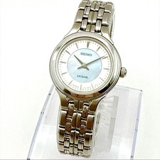 SEIKO EXCELINE Solar Quartz Watch Silver/White Shell Women's Digital From Japan