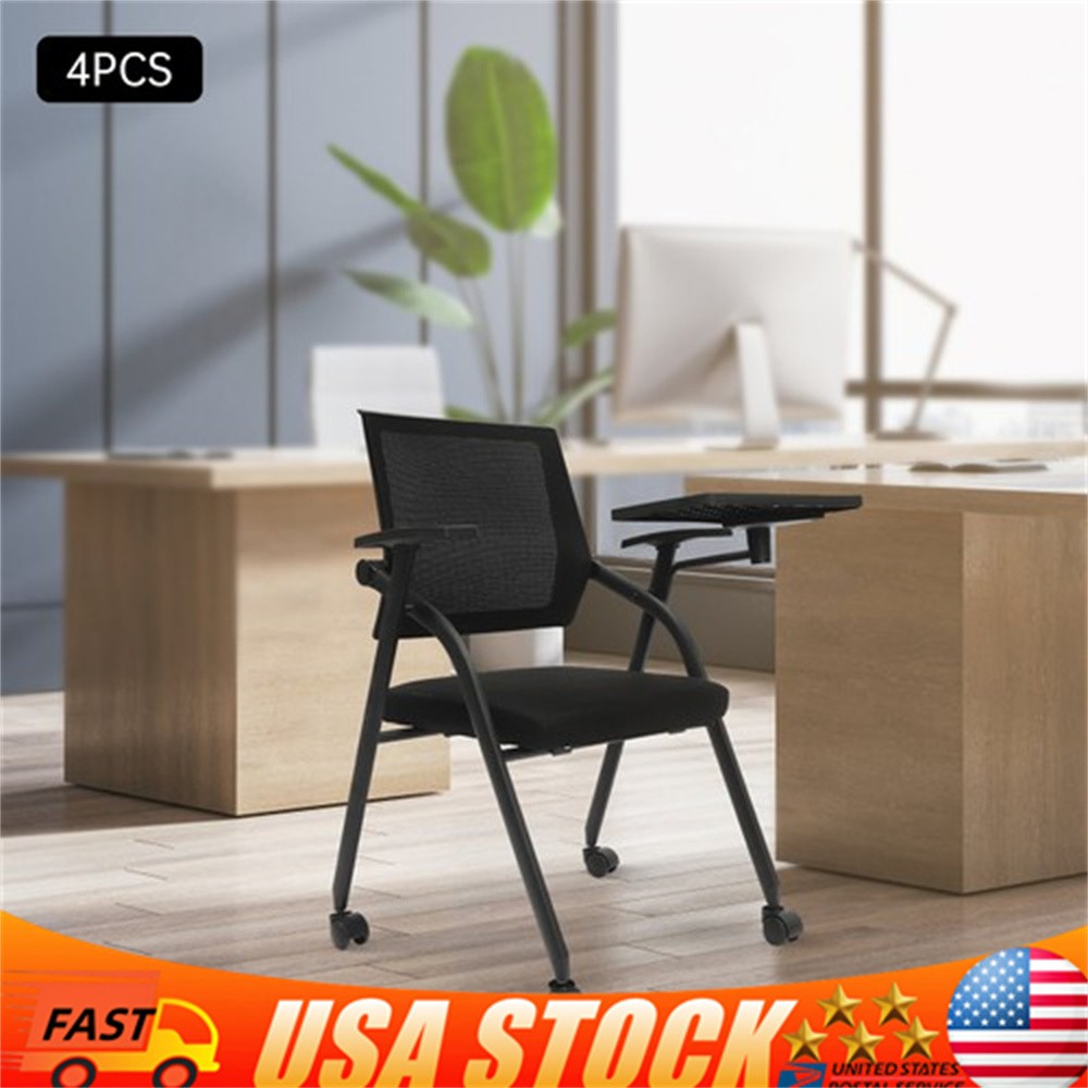 S With Tablet Arm, Black Mesh Collapsible Desk Chair