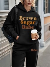 Plus Size -Directional -Brown Sugar -Hoodie Set