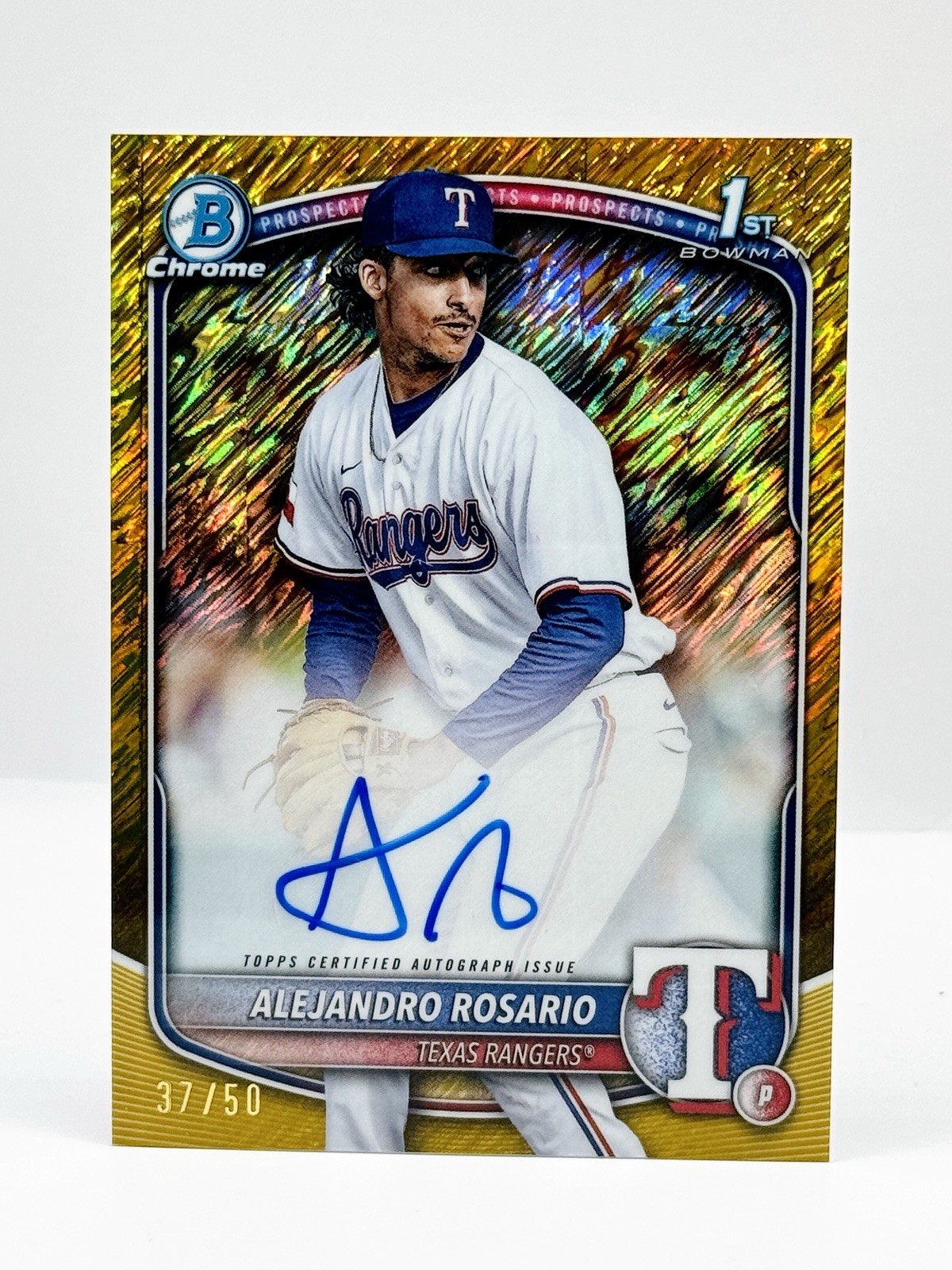 2025 Bowman Chrome Alejandro Rosario Auto 1st Gold Shimmer Refractor /50
