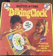 RARE Mattel a Time Talking Clock 1969 Vintage WORKS In Box