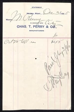 Chas. T. Perry & Co. Helena, MT 1895 Statement / Billhead