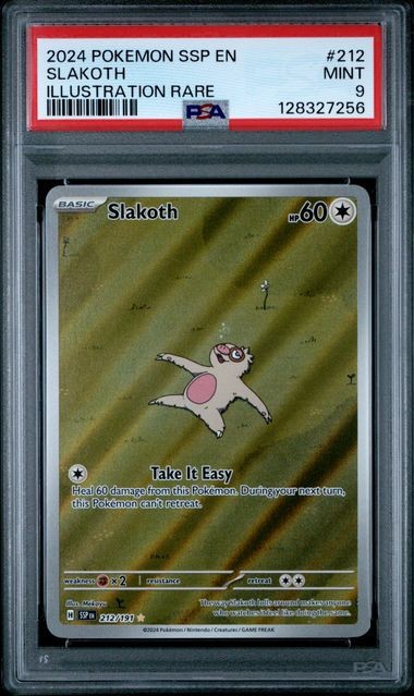 Slakoth 212/191 Sv08: Surging Sparks IR Holo PSA 9