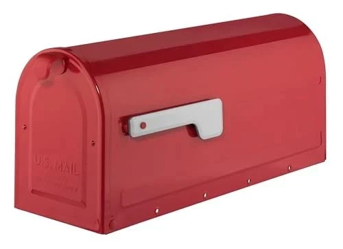 Architectural Mailboxes 7600R MB1 Post Mount Mailbox - Red with Silver Flag USA - Image 3 of 4