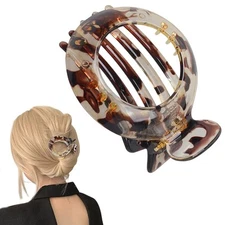 AEGYPIUS Hair Clip for Thin Hair, Small Flat Claw, Light Light-Brown 