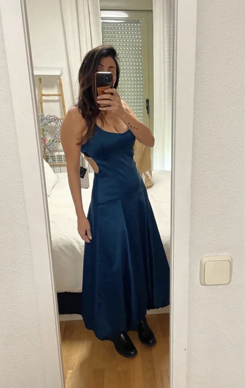 ZARA WOMAN FW25 PUFFBALL MIDI SATIN EFFECT DRESS DUCK GREEN 9591/605 NEW_XS-L thumbnail 23