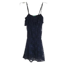 Queen Esther Lace Navy Blue Elastic Waist Mini Dress Size Small