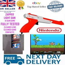 Nintendo NES Zapper Light Gun & Mario Bros/ Duck Hunt Game Blaster Bundle 