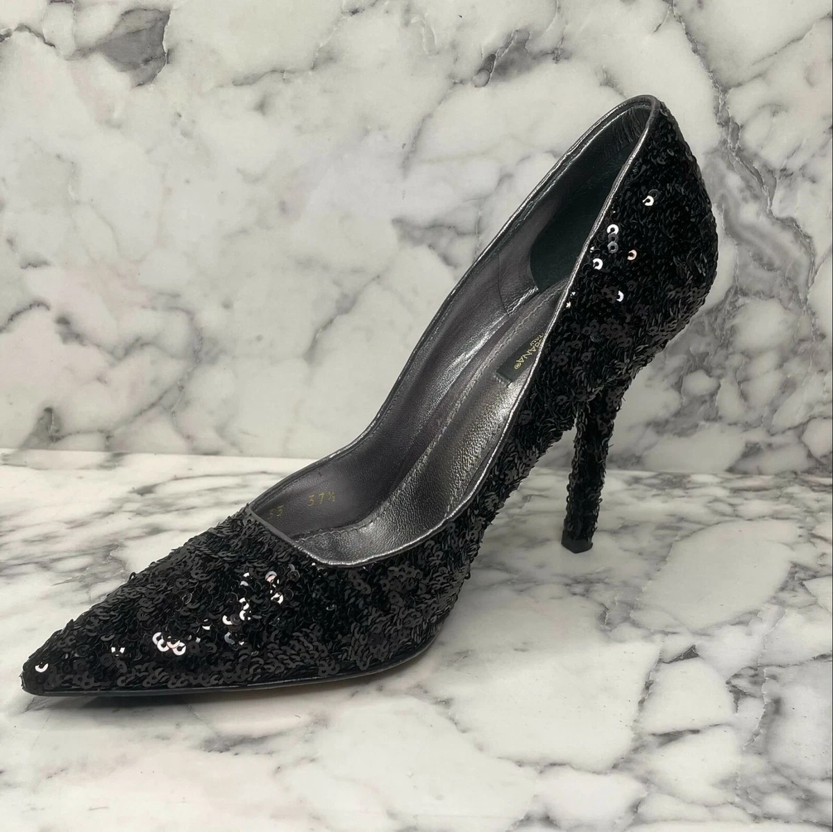 Black sequin pumps top