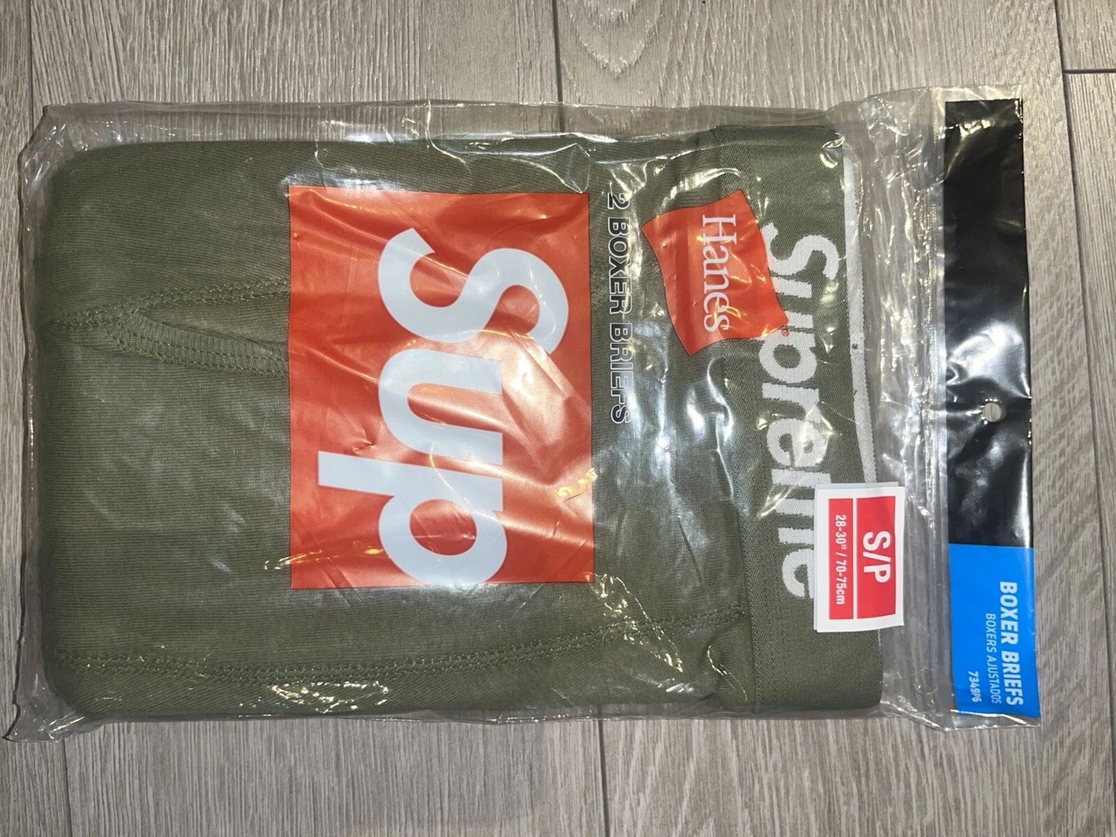 Pack de 2 slips boxer vert olive Hanes x Supreme, Deadstock taille S