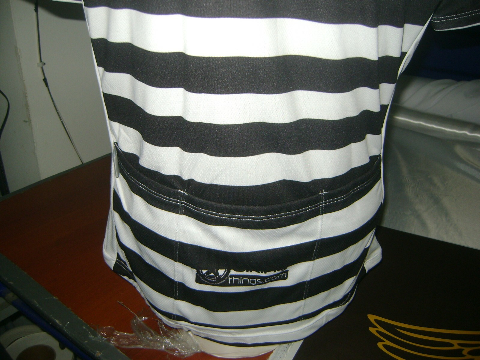 STRIPPED BIKE JERSEY NAUTICAL SHIRT SIZE L BIKE JERSEY BLACK WHITE BIKE JERSEY