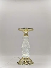 Gold Swirling Glitter Pedestal + TIMER & USB For Bath Body Works 3-Wick Candles