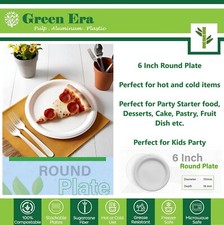 6" Disposable 6 Inch 100 Round Heavy-duty Plates Compostable Party Kids Desserts