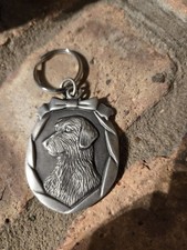 Pewter Gray Dog Puppy Face Keychain Accessory Purse Fob