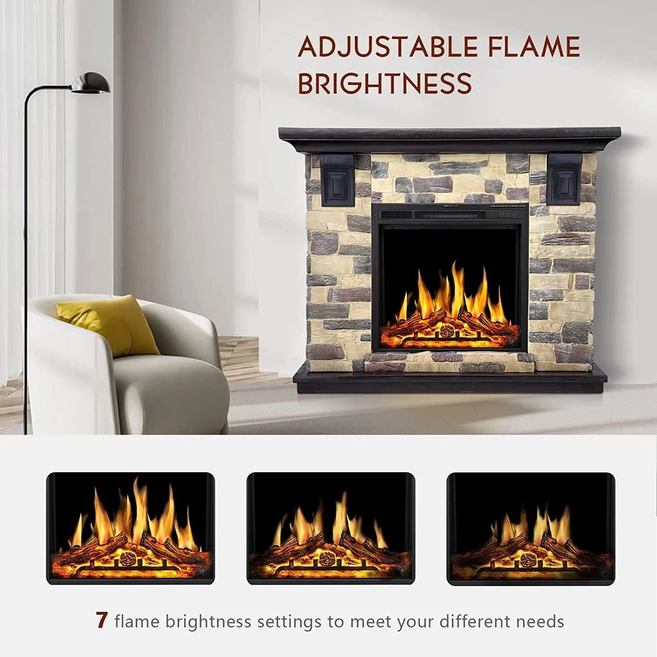 Stone Electric Fireplace 50'' TV Stand with Remote,7 Flame, 750W/1500W,NJ08816 - Image 4 of 4