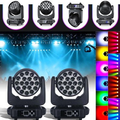 2Stk 4in1 LED Zoom Wash Beam Moving Head RGBW DMX512 19x20W Stage DJ PartyLicht