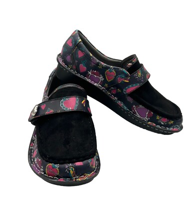 Alegria Leather Slip-Ons Marie Frida Hearts Women s Size 39 US 9 Comfort Work