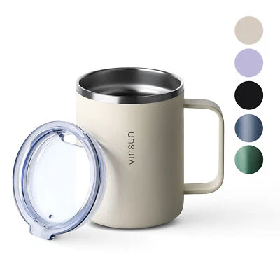 Thermobecher Edelstahl 350ml Henkel Kaffee Becher Trinkbecher isoliert Vinsun