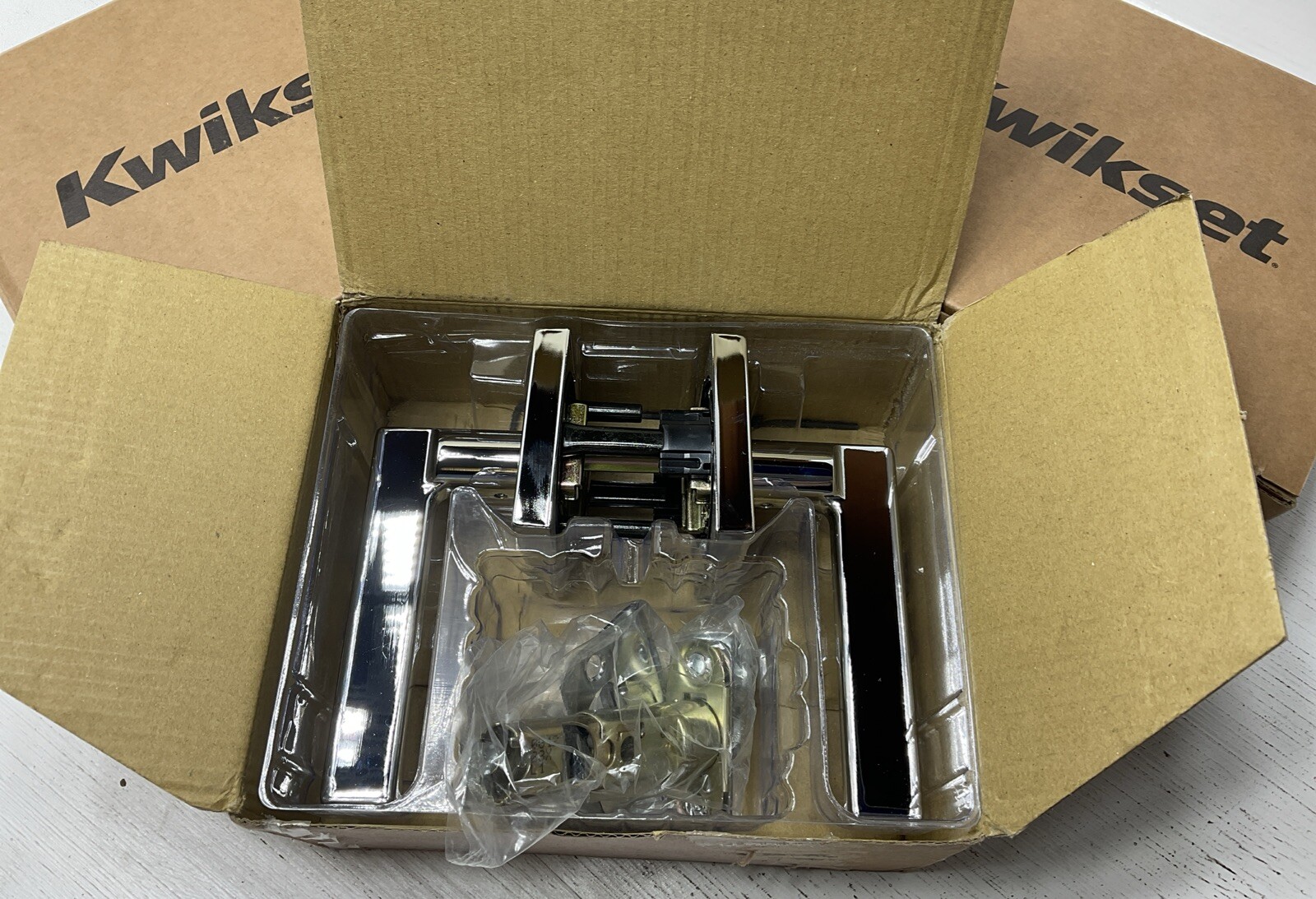 Kwikset Halifax Chrome Privacy Door Lever Set 730HFLSQT - 3-Pack Lot-image