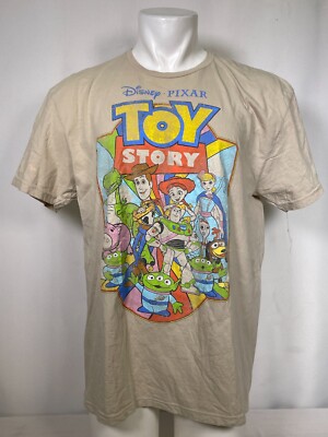 Toy Story 2 キャラクター Tシャツ ADULT Toy Story Disney Pixar Character Adult Crew Neck Beige T-Shirt