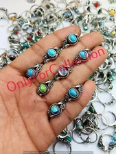 Turquoise & Mix Gemstone Rings 925 Sterling Silver Plated Wholesale Jewelry Lot